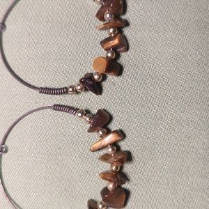 Vintage Tiger Eye Hoop Earrings